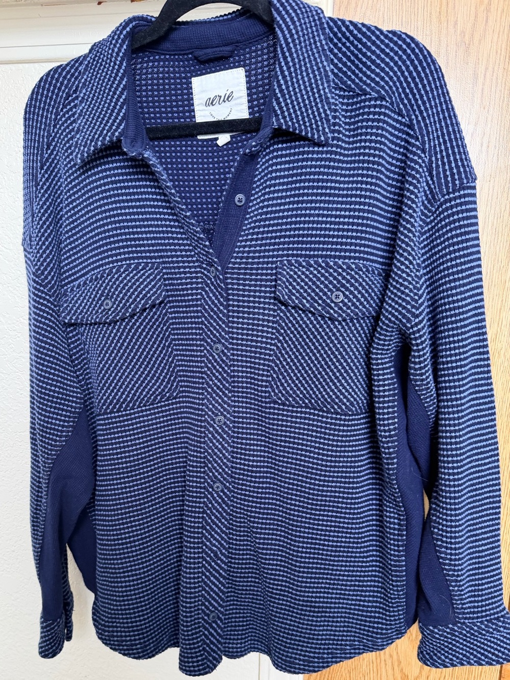 Aerie Women’s Navy Textured Button-Up Shirt
